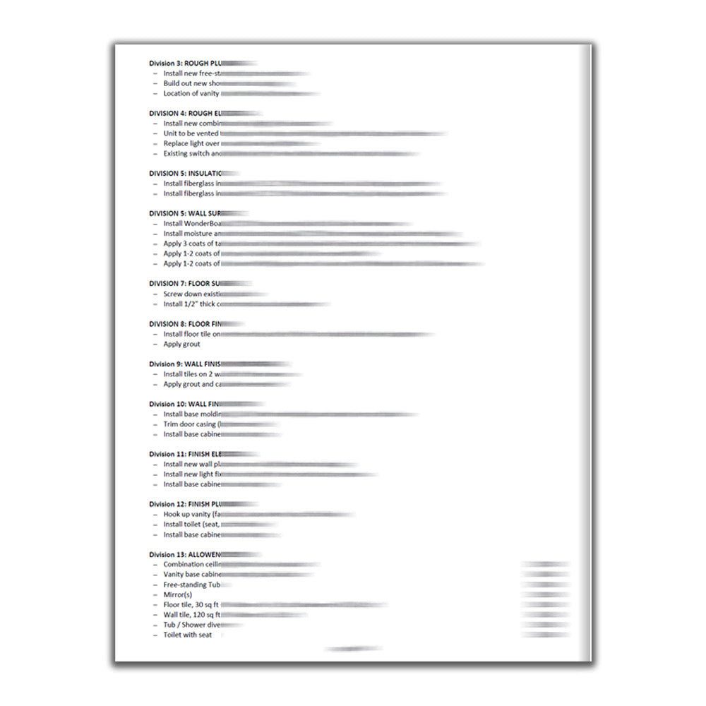 Bathroom Renovation Estimate Template Design 1 | Remodeling Estimate | Excel Template | Invoice Template