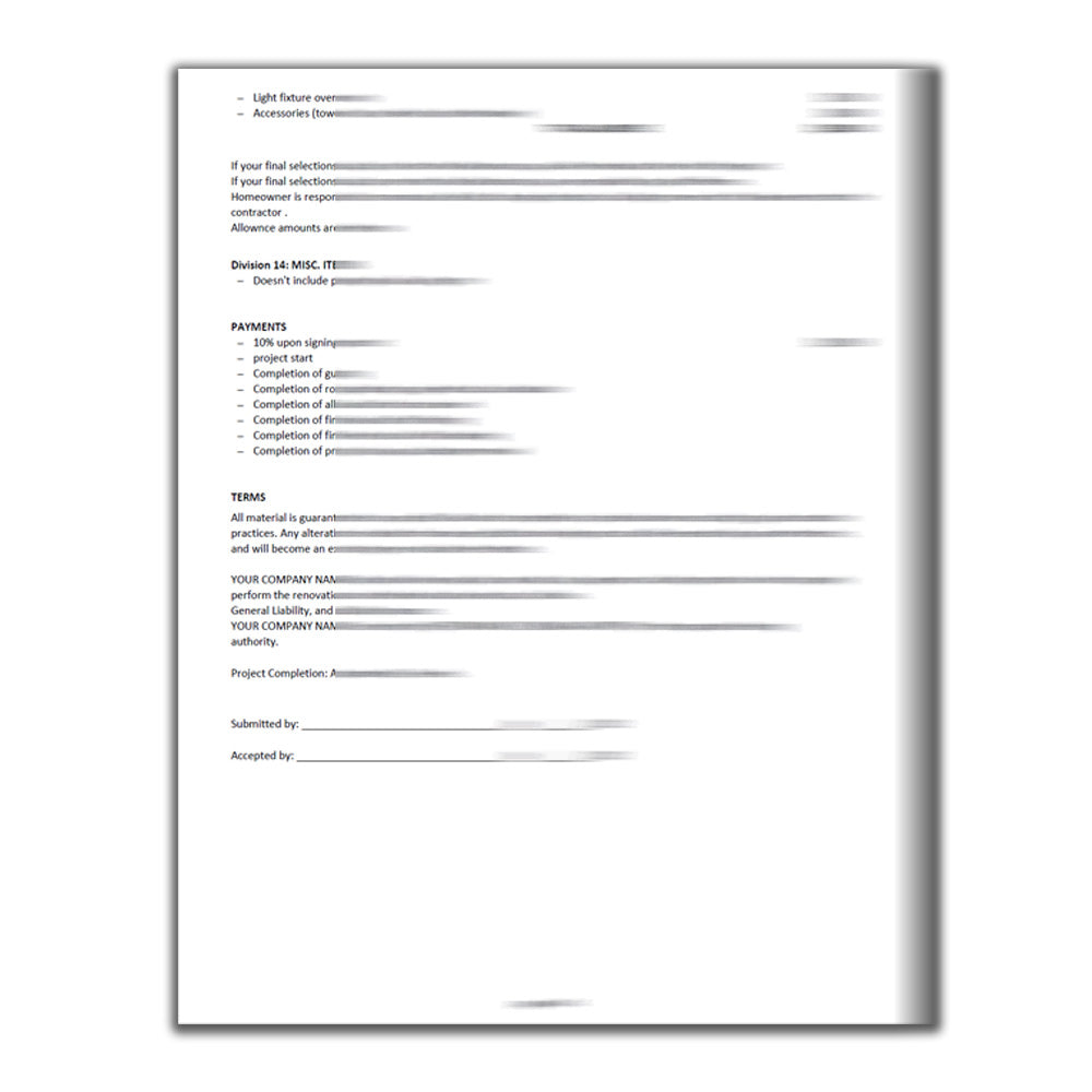 Bathroom Renovation Estimate Template Design 1 | Remodeling Estimate | Excel Template | Invoice Template