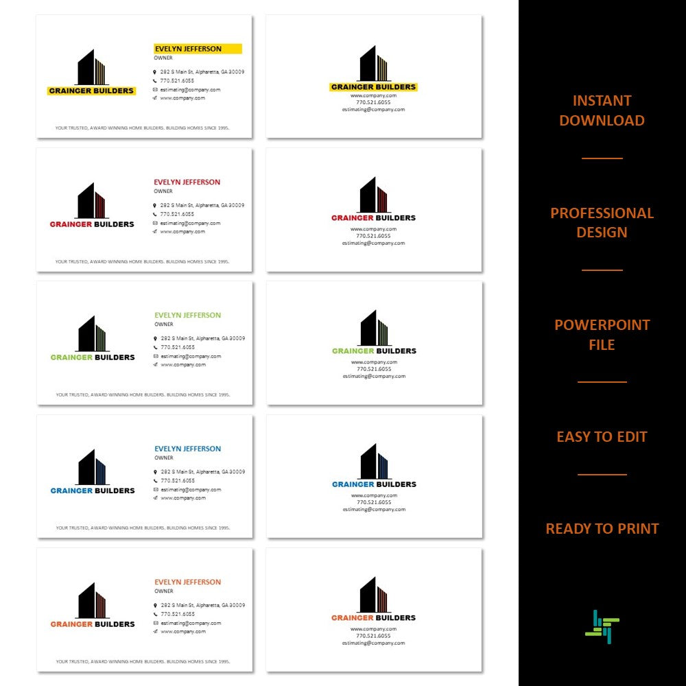 General Contractor Logo - General Contractor Business Card Design - Construction Logo - Construction Business Card - Design 9