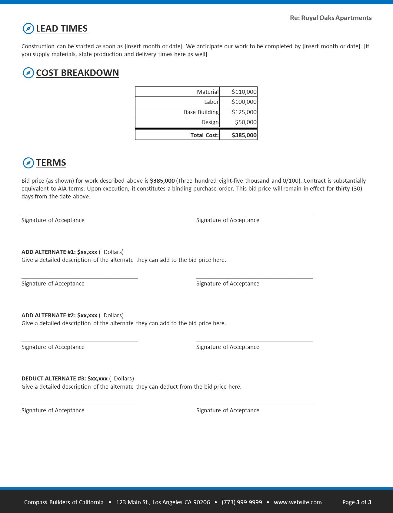 Generic Construction Proposal Template - Construction Estimate Template - Design 4