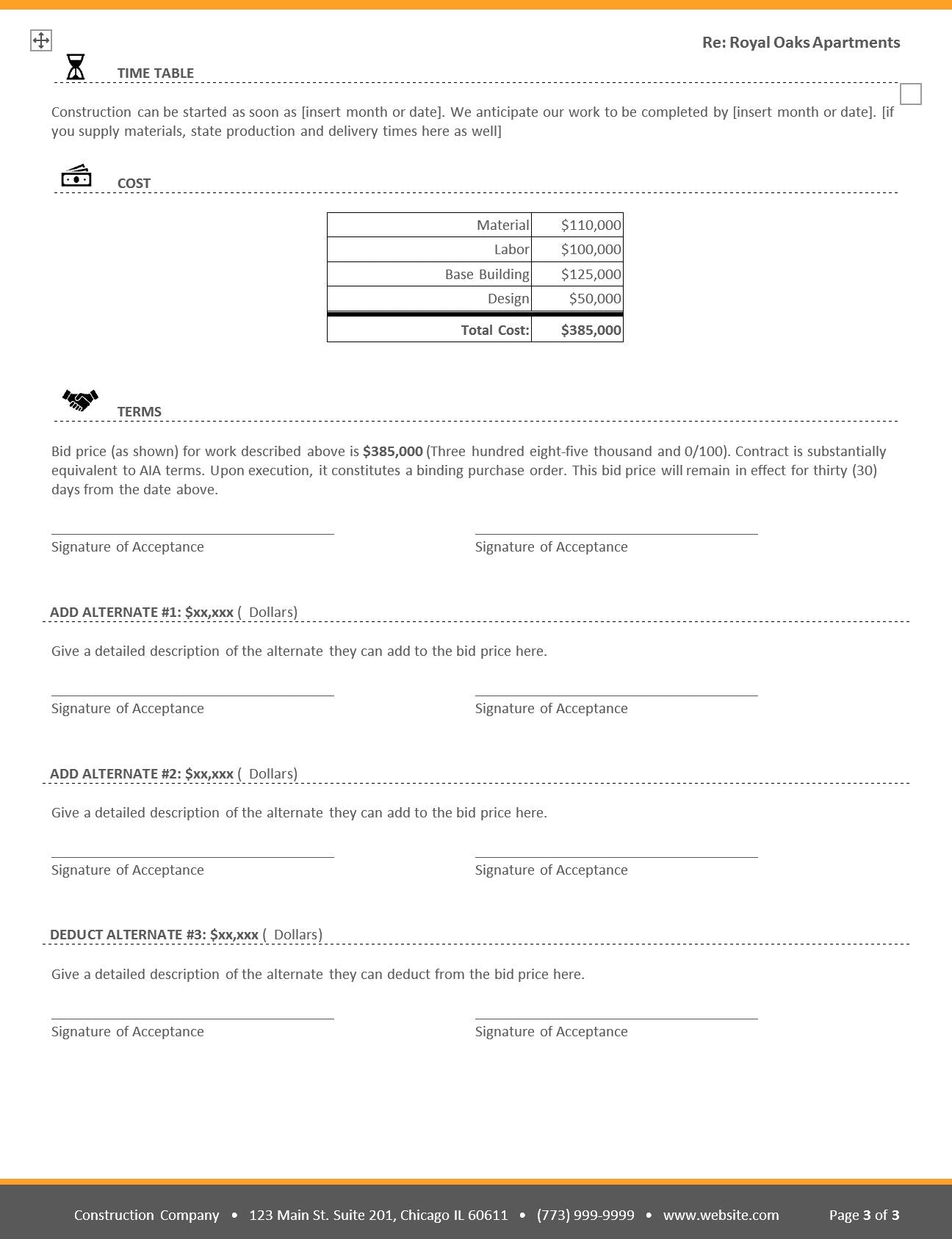 Generic Construction Proposal Template - Construction Estimate Template - Design 6